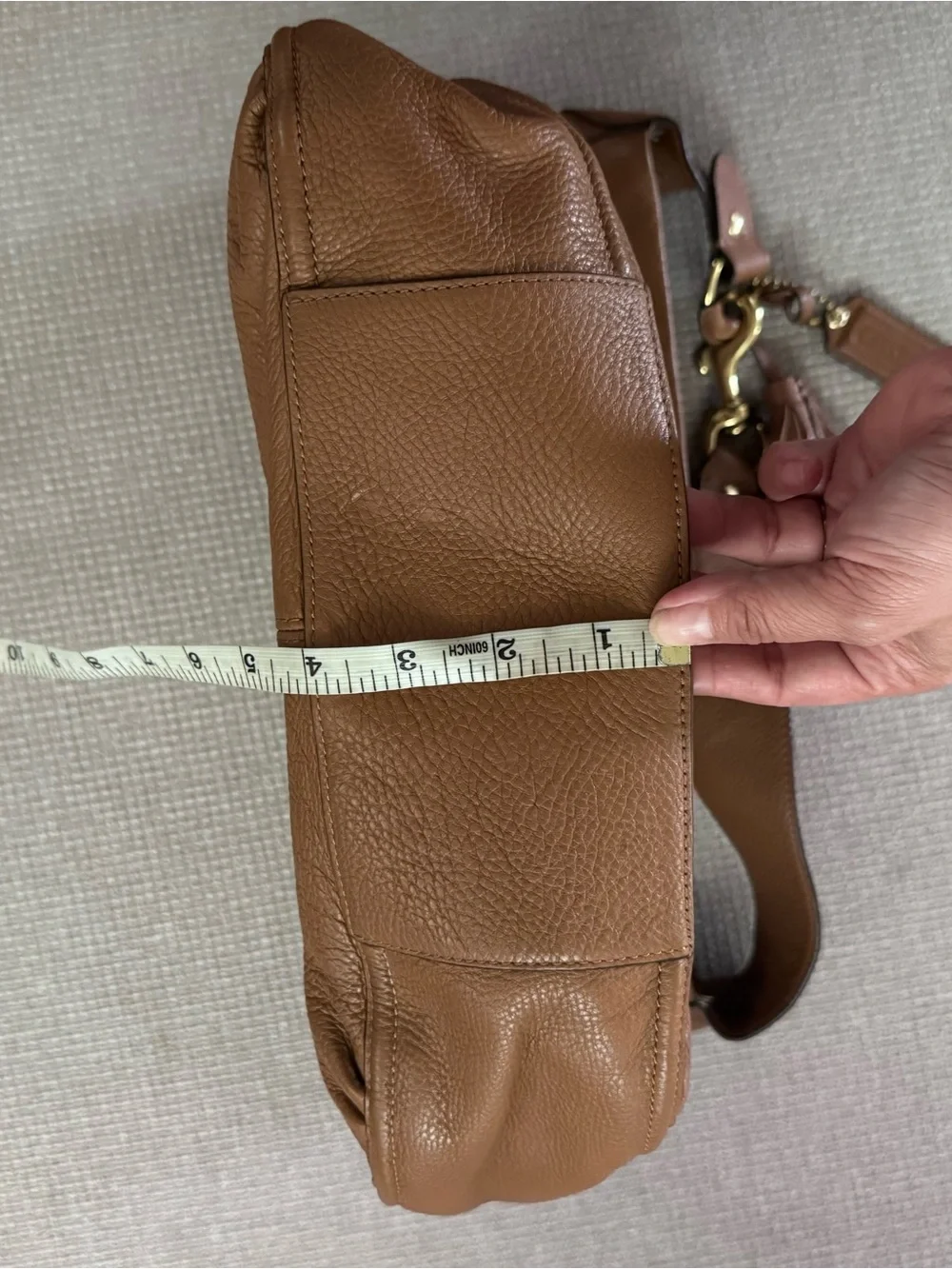 Coach Tan Pebbled Leather Hobo with Tassel